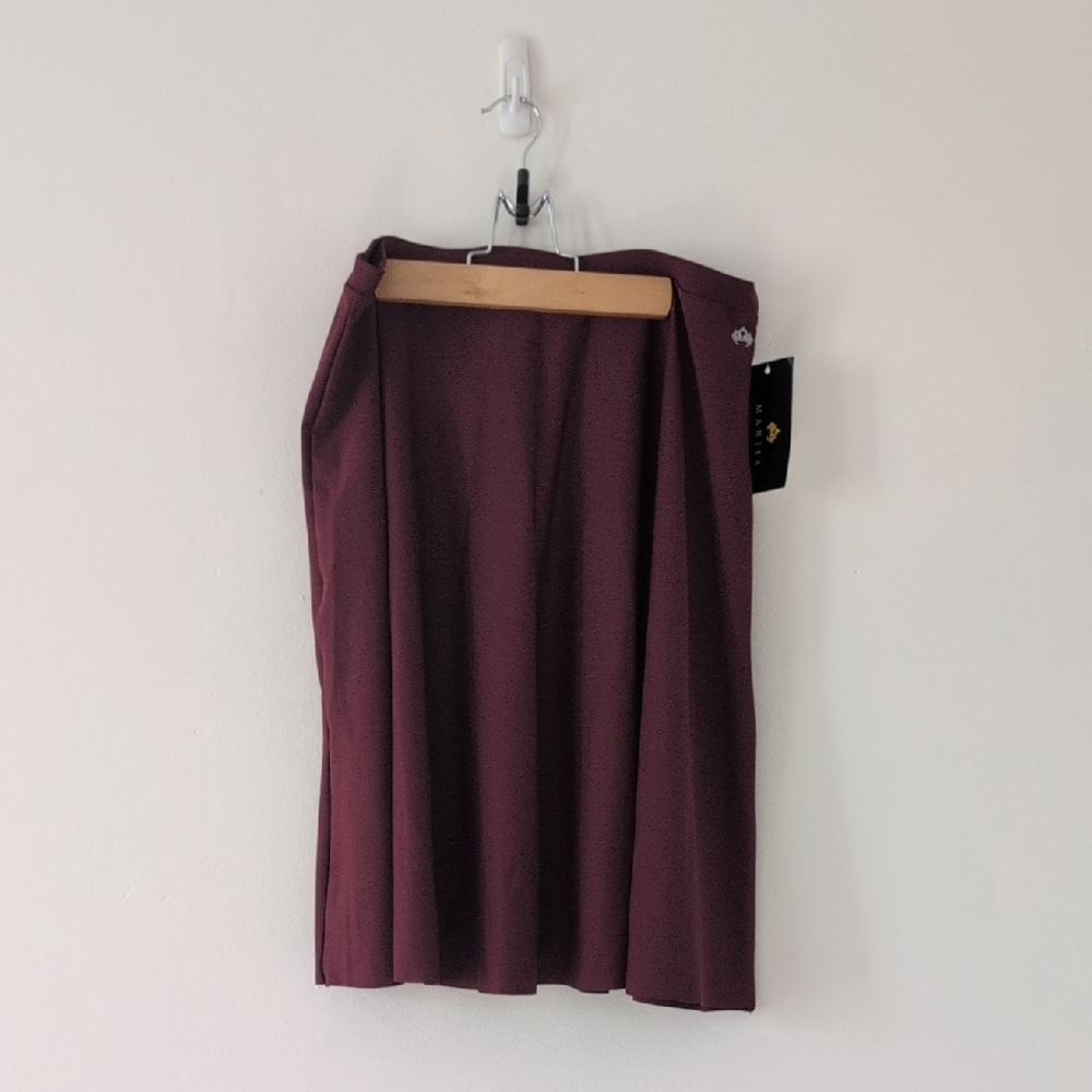 New Mariia Pull On Rehearsal Midi Skater Dance Ballet Skirt XL Burgundy